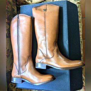 FRYE "Marissa Medallion" Cognac Leather Boots